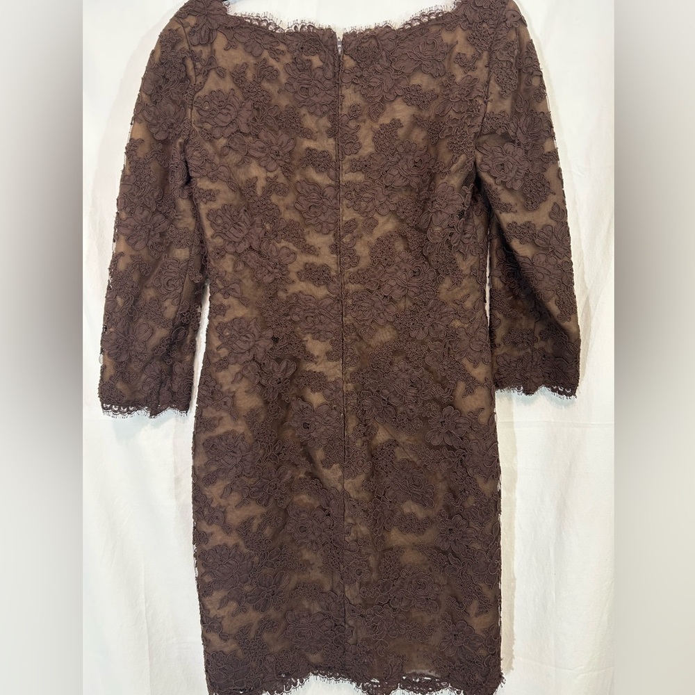 Oscar de la Renta Floral Embroidery Lace Sheath Silk Vintage Dress Sz 4 - Picture 4 of 12